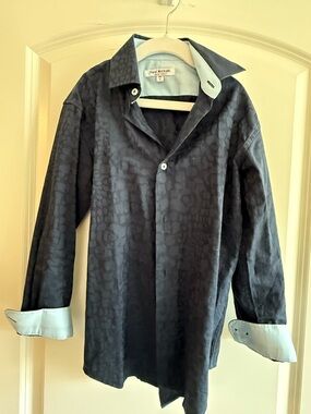 Isaac Mizrahi Navy Shirt with Light Blue Lining